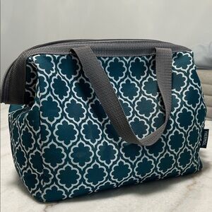Stylish Teal and Gray Lunch Bag